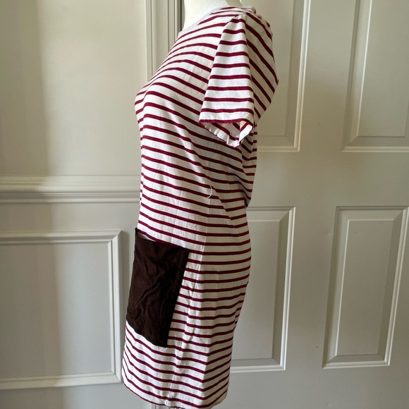 Dolce Vita Striped Red and White Dress with Brown Pockets Size Small - Picture 2 of 7